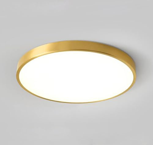 LED Büro Deckenleuchte Gold Runde Wohnzimmerlampe Dimmbar Panel Lampe 50cm Ultradünn Modern Deckenlampe Schlafzimmer Beleuchtung mit Fernbedienung Kronleuchter für Küche Esszimmer Badzimmer Leuchte