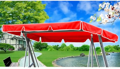 Hollywoodschaukel Dachbezug 210x145, Ersatzdach Hollywoodschaukel Dach, Sonnendach für Hollywoodschaukel Wasserdicht (Rot)