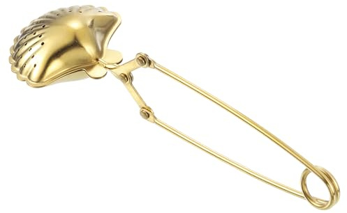 sourcing map 1 Pcs Seashell Snap Tea Ball Infuser with Handle, Loose Tea Steeper, Stainless Steel Tea Strainer for Brew Loose Leaf Tea, Gold