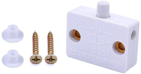 TECHZOCO Interruttore per armadietto, interruttore per porta, interruttore automatico per armadio, interruttore per porta, interruttore automatico, adatto per porta di mobili, 1 A 250 V, viti incluse