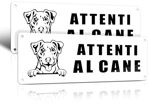 TAKULA 25 x 9 cm Hundeschild, Warnschild aus Aluminium, Warnschild für Hunde mit reflektierendem Band aus Aluminium und Kleber auf der Rückseite
