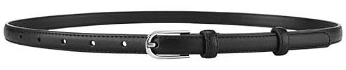 GIMIRO Cintura da donna in pelle bovina, larghezza 1,5 cm, cintura sottile per abiti, jeans, giacche, Nero , 110 cm