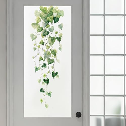 PLIGREAT 2 feuilles vigne verte autocollants muraux feuilles de lierre murales art mural Peel and Stick sticker mural pour cuisine salon chambre bureau décoration intérieure bricolage