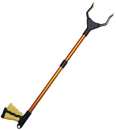 LAPYAPPE Multifunktionaler Müllsammler Mit Langem Griff Rostfrei Goldfarben Faltbar Erweiterte Greifklemme Für Haus Garten Und Outdoor