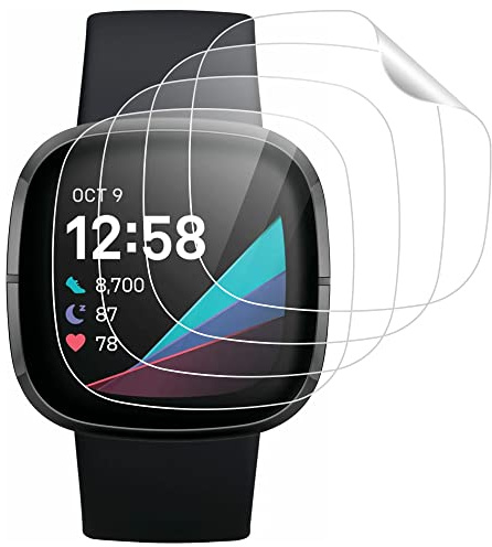 GiiKa für Panzerglas für Fitbit Versa 3/Versa 4/Fitbit Sense/Sense 2 [4 PCS], Flexible TPU Klar Folie für Versa4 Schutzfolie, Selbstheilung, Volle Abdeckung, Weich Displayschutz für Sense 2, Anti-Öl