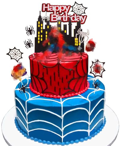 10 Pcs Spider Cake Toppers, Hero Cake Decorations Party Decorations Spider Cake Topper Kid Birthday Cake Decorations Birthday Party Decorations for Boys Children Kids