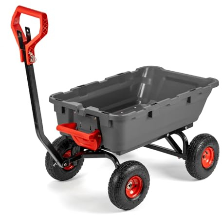 XtremepowerUS 2-in-1 Gartenwagen mit umwandelbarem Griff, robust, 362,9 kg, für Hof, Bauernhof, 25,4 cm Luftreifen