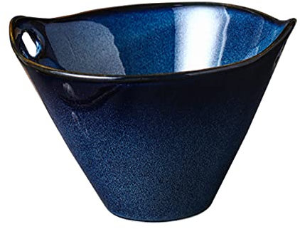 ZUNOXAZ Ciotola Ramen Ceramica Retro Con Doppie Maniglie Scodella Noodles Per Zuppe e Insalate Design Unico e Apertura Per Evitare Spillature Per Occasioni Familiari e Ristoranti