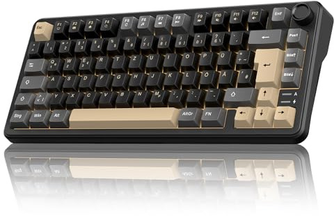 RedThunder K75 Kabellose Mechanische Gaming Tastatur mit deutschem QWERTZ Layout 81 Tasten, 3-Mode BT/2,4GHz/USB-C, RGB, 5-schichtige Dämpfungsstruktur, Hot-Swap, 4000 mAh Akku, für Windows, Mac, Xbox