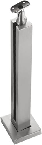 Barandilla de acero inoxidable para balcón, terraza, terraza, uso en interiores y exteriores, acabado plateado, poste central de 95 cm y elegante solución de seguridad