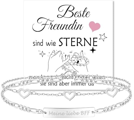 Gkmamrg Beste Freundin Geschenke Armband silber 925 Damen - Geburtstagsgeschenk BFF Armbänder Freundschaftsarmbänder Kugelarmband Weihnachtsgeschenke