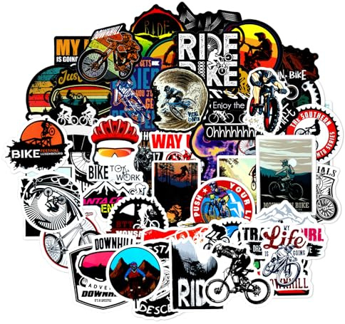 XRVRILE Pack de 50 Stickers Velo, Autocollant Velo, Bicycle Stickers Imperméables pour Ordinateurs Portables, Valises, Casques, Motos, Snowboards, Voitures, VTT, Vélos de Course, Casques, Gourdes