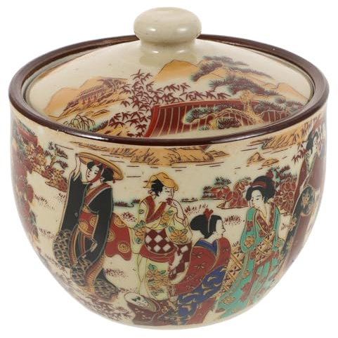 VALICLUD Barattolo in Ceramica Vintage Stile Cinese con Chiusura Ermetica Contenitore Multifunzione per Tè Sfuso Dolci e Frutta Secca Decorazione Retrò per Cucina e Casa