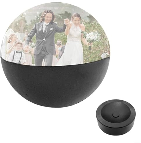 ersonalisierte 7 cm LED Video-Kristallkugel mit WLAN, aus hochwertigem Kristall, für Jubiläen, Geburtstage und Hochzeiten in Schwarz, Weiß, Orange oder Pink(black)