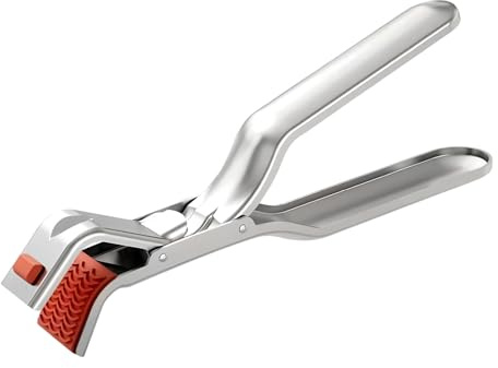 Anti-skållningstång kök retriever, rostfritt stål tång för varmluftsfritös silikon, multipurpose anti-skallig skål halkfri gripare skål stekpanna dish gripper clips för varma rätter