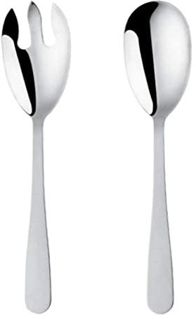 Juego de servidor de ensalada de acero inoxidable, cuchara para ensalada pública, tenedor, utensilios para servir de 12 pulgadas, 1 Juego de servidor de acero inoxidable
