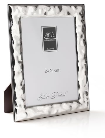 ARTÉ Marco de fotos de 15 x 20 cm, fabricado en Italia, elegante chapado en plata, chapado en plata antioxidante, precioso marco de plata con parte trasera de madera caoba 131Z/15 x 20