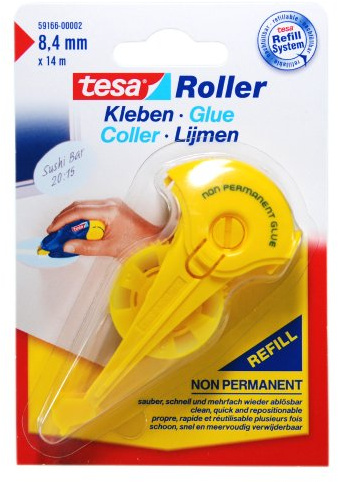 tesa Roller Kleben Non Permanent ecoLogo, Nachfüllkassette, Blister 14m:8,4mm