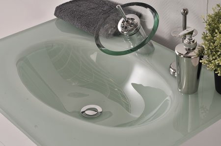 SAM® Badezimmer Milchglas Waschbecken Becken in oval und grün Handwaschbecken mit moderner Form