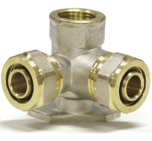 EasyFIX Doppel-Wandscheibe 90° Schraubfitting Klemmringverschraubung DVGW für Mehrschichtverbundrohr Doppel-Wandscheibe 90° (20 x 1/2 x 20)
