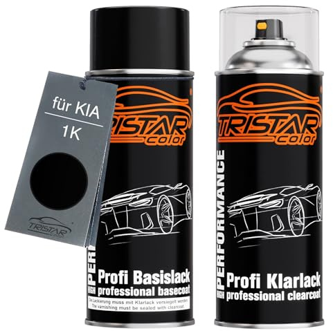 TRISTARcolor Billack Spray can set för KIA 1K Zilinaschwarz Metallic Base coat klarlack spray can 400ml