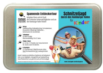 Stadtspiel Schnitzeljagd Hamburg Hafen für Familien - Entdeckertour | Familien-Stadtrallye mit Maskottchen durch den Hamburger Hafen – kindgerechte Aufgaben für Ausflüge mit Kindern & Enkeln