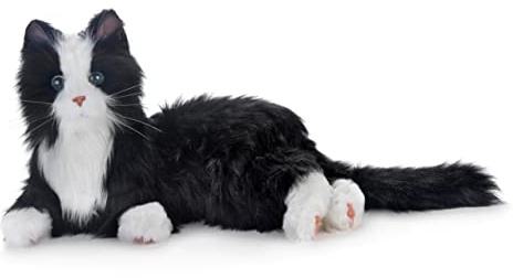 Ageless Innovation Joy For All Interactive Pet Cat - Lifelike & Realistic Companion with Soft Fur and Soothing Purrs, No Assembly Required - Black & White Tuxedo