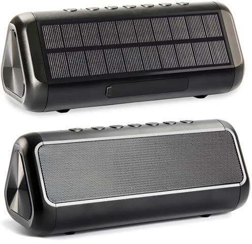 Solar Bluetooth Speaker Portable Wireless, 50H Playtime with HD Stereo Sound,5000mAh Can Charge Cell Phone,BT5.3,Outdoor Waterproof IPX6,TWS Pairing/AUX/TF play for Camping/Beach/Party/travel/Cycling