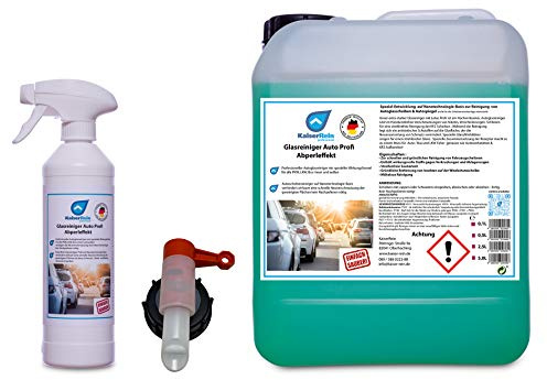 KaiserRein Auto KFZ Glasreiniger Scheibenreiniger mit Lotuseffekt SET Spray 0,5 L Sprayflasche Leer + 5 L Kanister gebrauchsfertig zum nachfüllen + Hahn