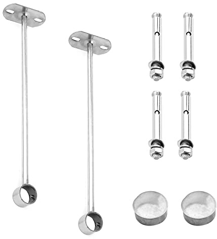 MroMax Gardinenstange, Deckenhalterung, 25 mm, Schrankstangenhalterung, Edelstahl, Stangenendstützen für Schlafzimmer, Schrank, Kleiderstange, Badezimmer und Wohnzimmer, 2 Stück