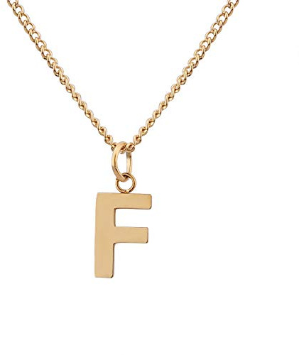 Kedja med bokstaven F Guld 18 karat - Vattentät I Guldkedja för damer med A-Z hänge I Initial Letter Chain