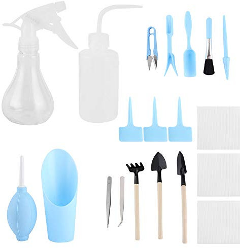 Fdit 19Pcs/Set Succulent Plants Kit Tool Transplanting Mini Succulent Gardening Tools Set Heavy Duty Succulent Bonsai Planter for Bonsai Indoors Small Plants(1#)