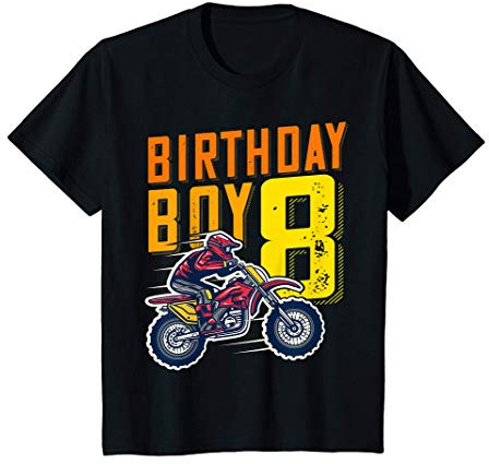 Kids 8th Birthday Motor Cross, Dirt Bike, Birthday Boy T-Shirt