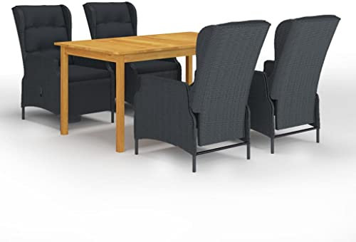 vidaXL Gartenmöbel Set 5-TLG. Sitzgruppe Sitzgarnitur Gartengarnitur Gartenset Stühle Tisch Esstisch Gartenstuhl Gartentisch Sessel Dunkelgrau