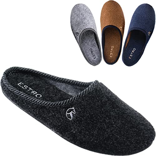 ESTRO Filzpantoffeln Herren Pantoffeln Herren - Filzpantoffeln mit Gummisohle Hausschuhe Männer Filz Männer Hausschuhe Warm REX (42 EU, Anthrazit)