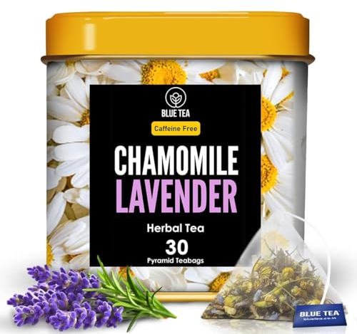 BLUE TEA - Chamomile Lavender Tea - 30 Premium Biodegradable Tea Bags | SUPER ANTIOXDANT | Relax Tea | Caffeine Free - Herbal Tea - Organic - Premium Tin Container