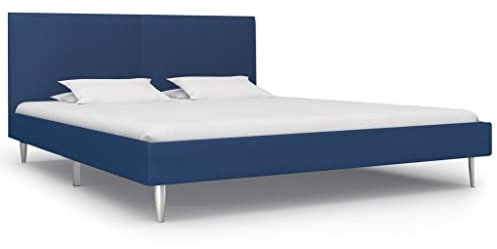 Leepesx Bettgestell, Bett, Jugendbett, Bettrahmen, Palettenbett, Betten, Bettrahmen & Lattenroste, Polsterbetten, Blau Stoff 180 x 200 cm