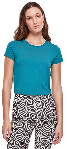 Urban Classics Tb2754-ladies Stretch Jersey Cropped Tee T-Shirt, Verde Acqua, M Donna