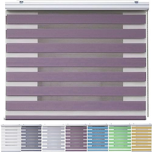 Jalousie Jalousette 60 x 200 cm Doppeltes Tuch, Schutz der Privatsphäre Sonnenschutz-Vertikaljalousie mit Verstellbarer Kette für Fenster und Türen, Küche, Lila