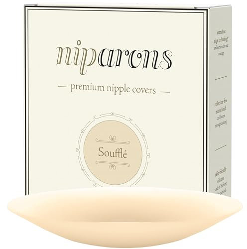 Niparons Premium Nipple Covers - Invisible, Reusable Adhesive Silicone Pasties (Soufflé, 8cm)