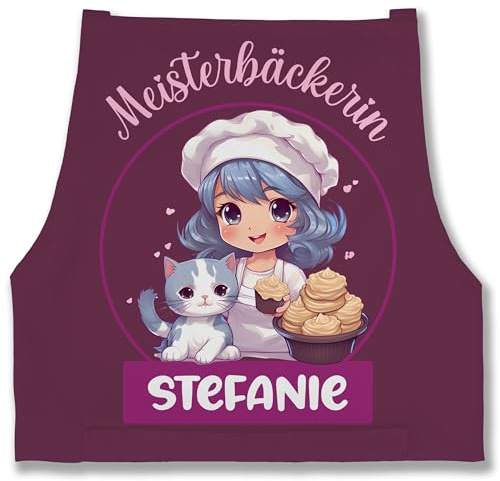 Geschenk mit Namen personalisiert by Shirtracer - Schürze - Backschürze Damen Frauen - Meisterbäckerin mit Name I Geschenk Backen I Hobbybäckerin