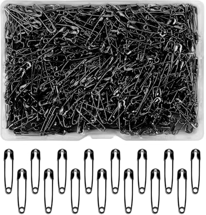 500 Stück Sicherheitsnadeln 19mm Klein Schwarz Set für Schmuckherstellung, Kunsthandwerk und Nähen