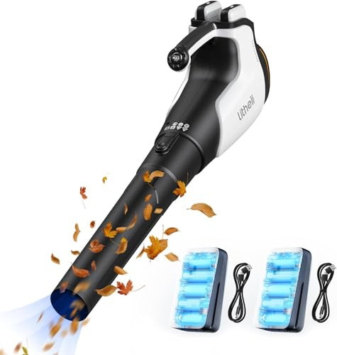 Litheli Brushless Leaf Blower, 180 km/h 15.85 m³/min Battery Leaf Blower with Turbocharger, 40V(2x20V) Cordless Garden Blower for Blowing Leaves, Dust, Snow, Debris, Incl. 2x4.0Ah Batteries