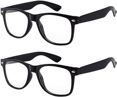 Gafas de Sol de 80s para Disfraz de Nerd, Gafas con Lentes sin Graduación para Carnaval Halloween y Fiestas Temáticas, Accesorios de Disfraz para Adultos y Niños, 2 Pcs
