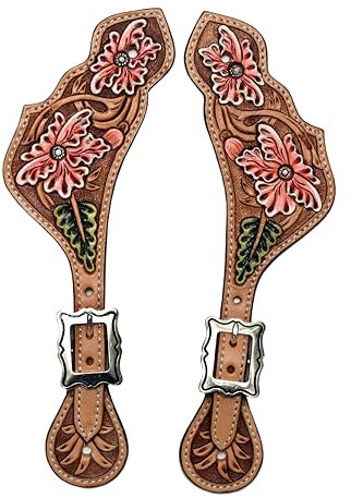BLACK HOOF Sporenriemen aus lackiertem Leder mit Blumenmuster für Reiter, verstellbare, einlagige Sporen für Männer und Frauen, stilvolles Western-Reitzubehör, ideale Sporen für Cowboystiefel