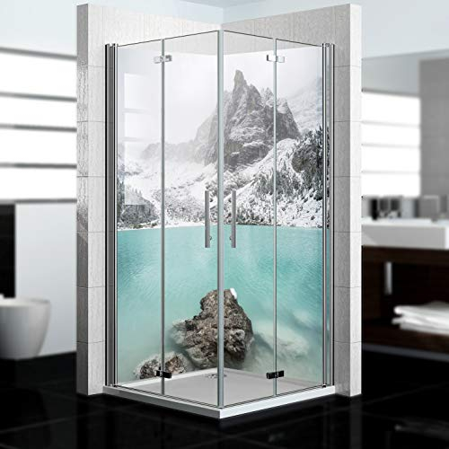 dedeco Pannello posteriore doccia impermeabile, motivo: Montagna V1, vernice UV lucida, 2 x 100 x 200 cm, come pannello posteriore per il bagno per la sostituzione delle piastrelle, come parete