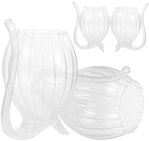 Zerodeko 4pezzi Bicchieri in Vetro Creativi Per Vino e Succhi Design Originale Bocca Curva Adatti Feste Bar e Occasioni Speciali