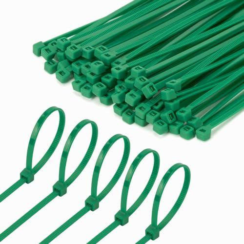 100 Stück Kabelbinder, grüne Kabelbinder für Garten, Schlauchschellen, für Elektriker (2,5 mm × 150 mm)