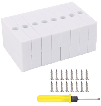 BQLZR Lot de 16 blocs de limitation de fenêtre à trou unique avec vis en plastique Blanc Hauteur 20 mm