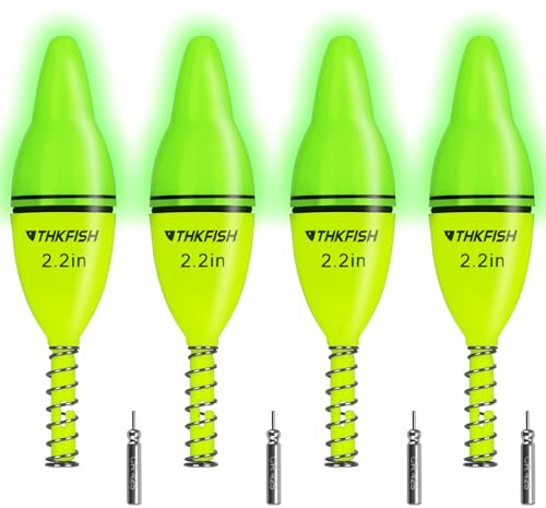 THKFISH Set di 4 Pose Luminose a LED, per Pesca Notturna, galleggianti per Acqua salata e Acqua Dolce, trote, Pose per luccio, Piste da Pesca per Crappie, zande, 5,5/7,8/10,4 cm